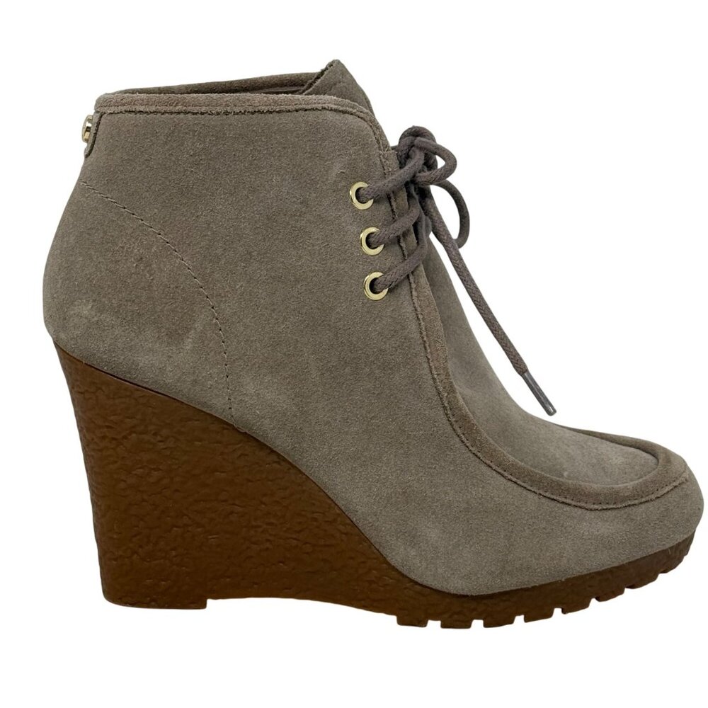 Michael Kors Rye Womens Wedge Beige Suede Bootie‎ Gum Soles Size 7 Medium - Picture 5 of 9